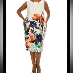Maya Broke Sz 20 2X  Sleeveless Floral Print Midi Skirt